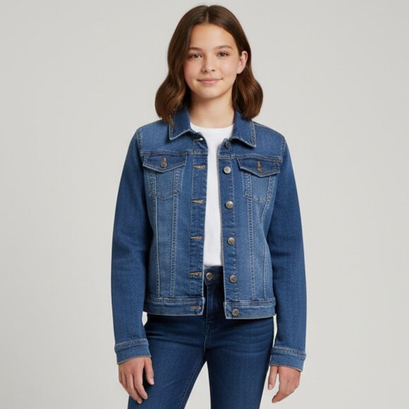 Crazy 8 Girl's Size XL (14-16) Medium Wash Stretch Denim Jean Jacket - Picture 1 of 11